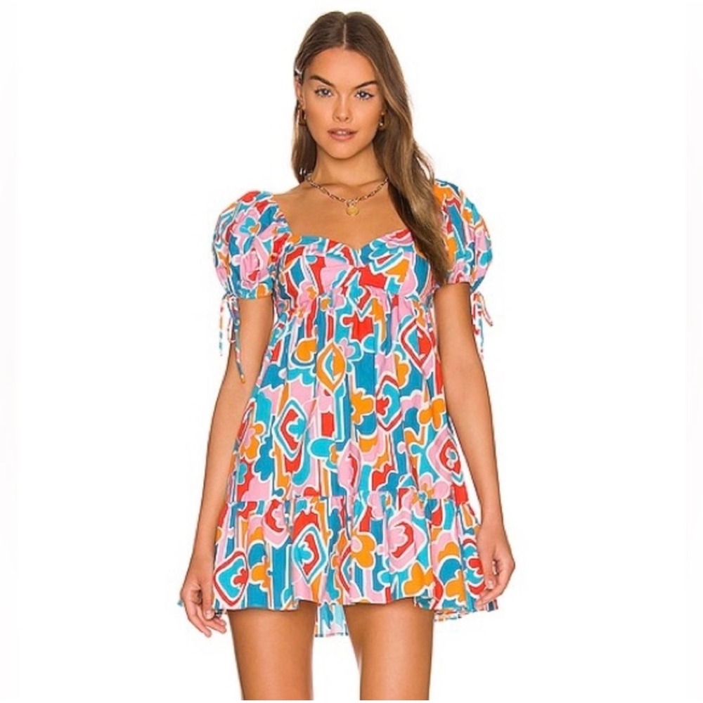 NWT Amanda Uprichard Sicily Babydoll Mini Dress Miami Print Size Medium‎